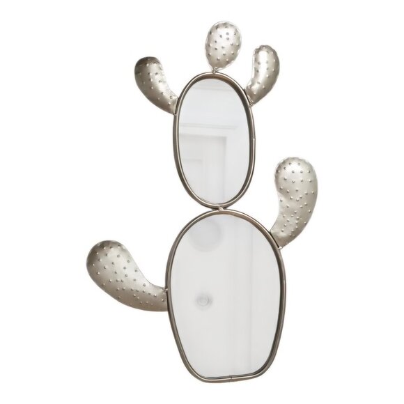 LARGE CACTUS SHAPED MIRROR 23" x 15" NEW SMOOTH GOLD HOME DECOR CACTI TREE - Picture 3 of 3